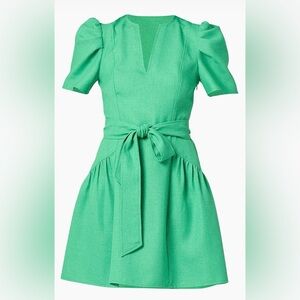 Shoshanna Kylie Spring Green Mini Dress sz 2 Tie NEW NWT